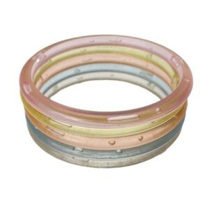 Lot of 5 Translucent 80’s Pastel Coloured Plastic Bangles with Bubbles